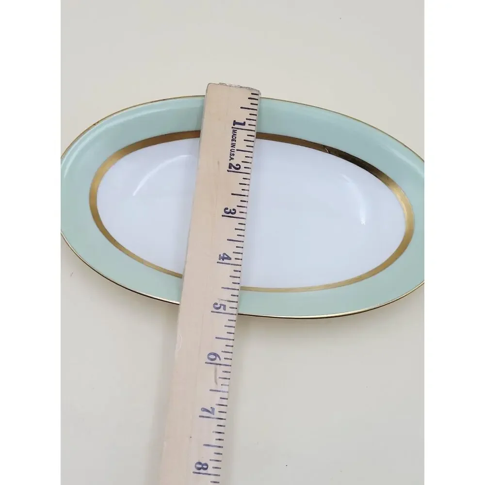 Vintage Tirschenreuth Bavaria Clyde 4245 Porcelain Oval Pickle Dish Mint Gold